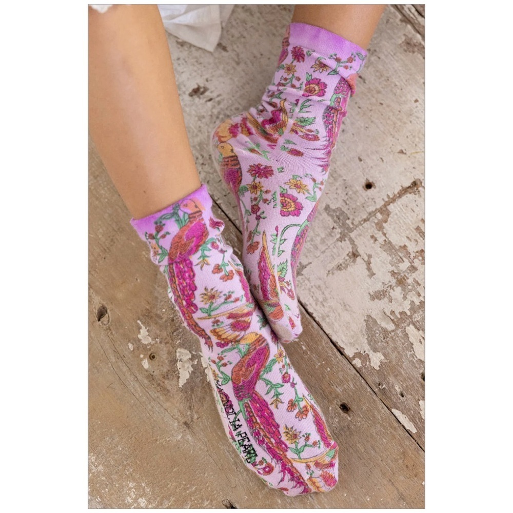 Magnolia Pearl Block Print Socks Limited Release In Wonderful NWT